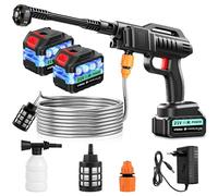 Yelyee Nettoyeur Haute Pression sans Fil avec buse 6 en 1, Compatible avec Batterie Makita 18 V, 2 Batteries 3,0 Ah à Charge Rapide, Tuyau de 5 m, idéal pour Nettoyer Voiture, terrasse et Camping.