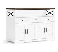 YeMaster 140 cm buffet avec espace de rangement, bar à café avec 3 tiroirs, plan de travail de cuisine, armoires avec étagères, convient pour la cuisine, le salon, le couloir G