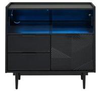 YeMaster Armoire de rangement, armoire de salle de bain, buffet avec bandeau lumineux, 80*.5*80 cm, noir noir G