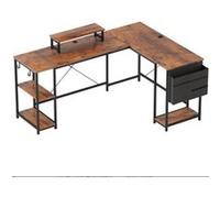 YeMaster Bureau en L, bureau d'ordinateur, bureau d'angle, 168 x 120 cm, avec compartiment de rangement, pochette de rangement, adapté à la maison,