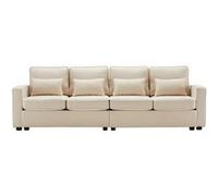 YeMaster Canapé 4 places avec pochette pour les bras et 4 coussins, 264*83*87cm, adapté au salon, à la maison, au bureau, couleur beige