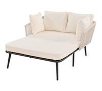 YeMaster Canapé de jardin, chaise longue, chaise longue d'extérieur, ensemble de meubles de balcon avec 2 coussins et 2 coussins amovibles et lavables, beige beige G