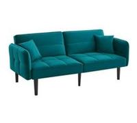 YeMaster Canapé-lit réglable 2-en-1, canapé moderne, canapé double avec revêtement en velours, accoudoirs rabattables, 176*78*76cm, vert bijou vert bijou G