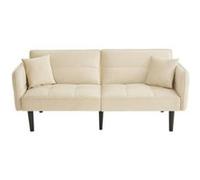 YeMaster Canapé-lit réglable 2-en-1, canapé moderne, canapé double avec revêtement en velours, accoudoirs rabattables, 176*78*76cm, beige beige G