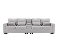 YeMaster Canapé moderne 4 places avec console, 2 porte-gobelets, 2 ports USB (possibilité de chargement par câble) avec poches d'accoudoir et 4 coussins, un canapé minimaliste pour le salon, la maison
