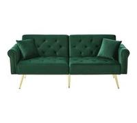 YeMaster Canapé moderne et élégant, canapé-lit double, couvre-lit en velours, dossier avec 3 niveaux de réglage, idéal pour les petites pièces, vert bijou vert bijou G