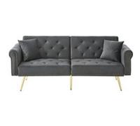 YeMaster Canapé moderne et élégant, canapé-lit double, couvre-lit en velours, dossier avec 3 niveaux de réglage, idéal pour les petites pièces, gris foncé gris foncé G