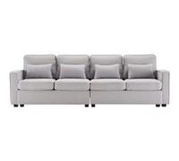 YeMaster Canapé multiplace, canapé 4 places avec accoudoirs et 4 coussins, 264*83*87cm, adapté au salon, à la maison, au bureau, gris clair gris clair G