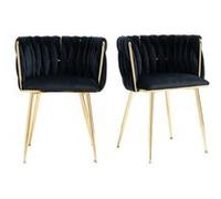 YeMaster Chaises de salle à manger (ensemble de 2), coussins en velours, design tissé à la main, conviennent à la salle à manger, au salon et à la chambre à coucher, noir noir G