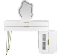 YeMaster Coiffeuse avec miroir à éclairage LED, coiffeuse design extensible, 100*40*78cm Blanc G