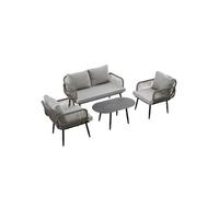 YeMaster Ensemble de chaises longues de jardin, ensemble de 4 meubles, canapé 2 places + 2 fauteuils + table basse pour les espaces extérieurs tels