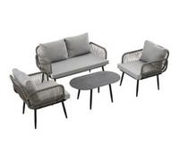 YeMaster Ensemble de chaises longues de jardin, ensemble de 4 meubles, canapé 2 places + 2 fauteuils + table basse pour les espaces extérieurs tels que les jardins, gris gris G