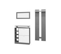 YeMaster Ensemble de garde-robe murale avec miroir, cintre pour panneau mural et armoire à chaussures, armoire de rangement pour chambre à coucher