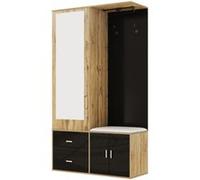 YeMaster Ensemble de garde-robe, porte-manteaux et chapeaux, avec miroir, noir Noir G