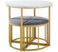 YeMaster Ensemble table à manger et chaises, ensemble table à manger 4 chaises, ensemble table à manger moderne, couleur gris or gris or G