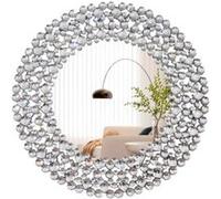 YeMaster Miroir mural rond décoratif en cristal de 34 pouces, miroir décoratif, design luxueux en cristal, couleur argenté argenté G