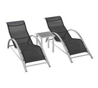 YeMaster Salon de jardin, ensemble de 3 chaises longues de jardin, 2 fauteuils et 1 table Noir G