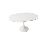 YeMaster Table à manger extensible, table basse ovale 100/140 x 100 x 75 cm - blanc