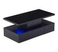 YeMaster Table basse à deux niveaux avec éclairage LED 16 couleurs, table basse brillante, table basse avec étagère ouverte et 1 tiroir, 100*50*39CM,