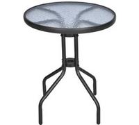YeMaster Table de jardin, table de balcon ronde, 60x70 cm, verre de sécurité, pour jardin et balcon, noir noir G