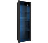 YeMaster Vitrine avec éclairage LED, 3 compartiments en verre, 55*38*166cm, meuble, meuble de rangement, noir Noir G