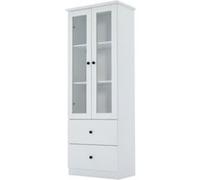 YeMaster Vitrine LED, meuble de rangement à double porte, 165 cm avec port USB, 16 options d'éclairage Blanc G
