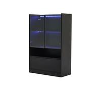 YeMaster Vitrine LED moderne, noir mat 120 cm avec éclairage LED 16 couleurs