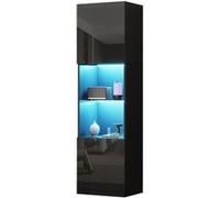 YeMaster Vitrine, meuble de rangement, avec éclairage LED, 16 options d'éclairage, 45*35*160 cm, noir Noir G