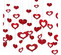 YEMVAR 60 Pièces Coeur Suspension de Plafond Rouge Coeur Guirlande Suspensions Décoration,Coeur Rouge Décoration Kit ppour Saint-Valentin Romantique Décorations Fournitures Anniversaire Fiançailles