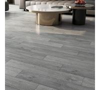 Yenhome 17 Pièces Sol PVC Autocollant Gris Effet Bois Chambre à Coucher 90x15cm Dalle Vinyle Adhesive Bois pour Salles de Bain Épaissir Imperméable Sol Vinyle de Ciment Pour Salon Garage Couloir