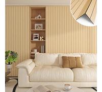 Yenhome Chêne Panneau Bois Mural Decoratif Salon Bureau 90x500cm Panneaux Muraux Adhesif PVC Interieur pour Chambre Plafond Chêne Epais Papier Peint Tasseau de Bois 3D pour Plafond Couloir Mur Télé