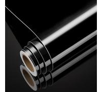 Yenhome Film Adhésif pour Meuble Noir Glossy Métallique Brillant 40x300cm Papier Peint Adhésif Noir Brillant PVC Film Autocollant pour Meuble de Cuisine Résistant à l'Eau Réfrigérateur Micro-Ondes