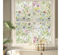 Yenhome Film Fleur pour Vitre Anti Regard 40x300cm Cache Vitre Fenêtre Fleurs Anti UV Salle de Bain Film Electrostatique Brise Vue Fenetre Électrostatique Vitrail Autocollant pour Cuisine Bureau