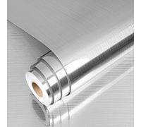 YENHOME Papier Adhésif Meuble Métal en Acier Inoxydable 40x300cm Vinyle Adhésif Argenté Brossé Aspect Métallique Revêtement Plan de Travail Rouleau Autocollant pour Cuisine Crédence Lave-Vaisselle