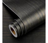 Yenhome Papier Adhesif pour Meuble Motif Bois Noir 40x300cm Vinyle Autocollant Imitation Bois Noir Doré Revetement Plan de Travail Cuisine Lavable Papier Peint Vinyle Autocollant Tiroir Porte Table
