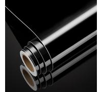 Yenhome Papier Adhesif pour Meuble Noir Brillant 81x300cm Papier Peint Vinyle Adhésif Noir Salle de Bain Salon Film Autocollant Glossy pour Comptoir Stickers Meuble Électroménager Lave-vaisselle