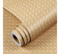 YENHOME Papier Peint Texture Rotin Tressé Rouleau Adhesif Decoratif Meuble | 60x500cm Papier Peint Adhesif Effet Cannage Vinyle Autocollant Imperméable Meuble Armoire Placard Couloir Bois Rotin Marron