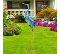 Yeomoo 96cm Héron Oiseaux Métal Bleu Décoration Jardin Extérieur | Grande statue de héron en métal résistant aux intempéries, Décoration pour jardin patio porche, Cadeau pour femme homme