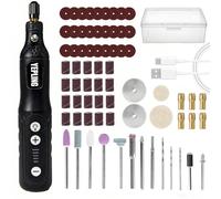 YEPLING Outil rotatif sans fil, 3,7 V Li-ion électrique avec lampe de travail LED avant, 5 vitesses variables, 72 accessoires de chargement USB, parfait pour le polissage des ongles