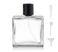 Yerpkefey Atomiseur de parfum en verre 100 ml, flacon pulvérisateur de parfum vide rechargeable avec 3 types de distributeurs (A4)