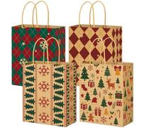 YESAH 20 Petits Sacs Cadeaux de Noël avec Poignées pour Fêtes et Réceptions | Sachets en Papier Kraft, 15 x 8 x 21 cm, pour Marchés de Noël, Chocolats et Confiseries Emballés Individuellement