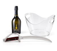 YesEatIs - Sabre du Sommelier Heritage Starter Kit avec Seau à Glace et Vin Mousseux Extra Dry Abbazia