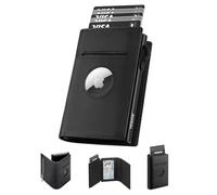 YESIIW AirTag Porte Carte Homme - Pop Up Portefeuille Homme Slim pour 9 Cartes + 1 Fenêtre ID + 12 Billets - Porte Carte AirTag avec Blocage RFID & Monnaie - Idéal Métro Bureau Voyage (Noir)