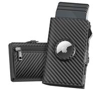 YESIIW Airtag Wallet Fin et Léger - Porte Carte Homme AirTag avec Blocage RFID, Pop-up Portefeuille Homme pour 9 Cartes + 2 Fenêtres ID + 10 Contanti + 4-6 Pièces, Cadeau Hommes (Noir Carbone)