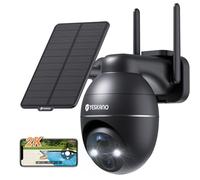 YESKANO 2K Camera Surveillance WiFi Exterieure sans Fil Solaire, 360° PTZ | Caméra Extérieure Solaire, avec Panneau Déporté 2M, Vision Nocturne Couleur, Détection PIR, Audio 2 Voies, 2,4 GHz, IP66 Noir