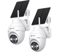 YESKANO 2K Camera Surveillance WiFi Exterieure sans Fil Solaire, Caméra Extérieure Solaire 360° PTZ, avec Panneau Déporté 2M, Vision Nocturne Couleur, Détection PIR, Audio 2 Voies, 2,4 GHz, IP66 2pcs