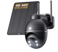 YESNAMO 4G LTE AOV Caméra Extérieure sans Fil Solaire avec Carte SIM | 2K, 24/7 Enregistrement, Batterie 10000 mAh, Panneau Solaire 5 W, Suivi Automatique, Rotation PTZ 355°/90°