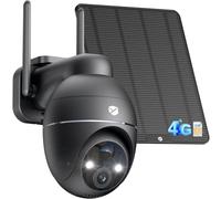 YESNAMO 4G LTE Caméra Extérieure sans Fil Solaire avec Carte SIM sans WiFi | 2K 3MP Caméra de Surveillance, 360° PTZ, Vision Nocturne Couleur, Détection PIR, Alarme Sonore et Lumineuse, IP66 Noir