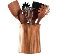 Yestree Porte-ustensiles de cuisine en bois d'acacia, rotatif à 360°, 18,3 x 15 cm