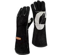 YESWELDER Gants de Soudeur MIG Cuir Noirs | Haute protection thermique, parfaits pour four, cheminée, BBQ et oxycoupage